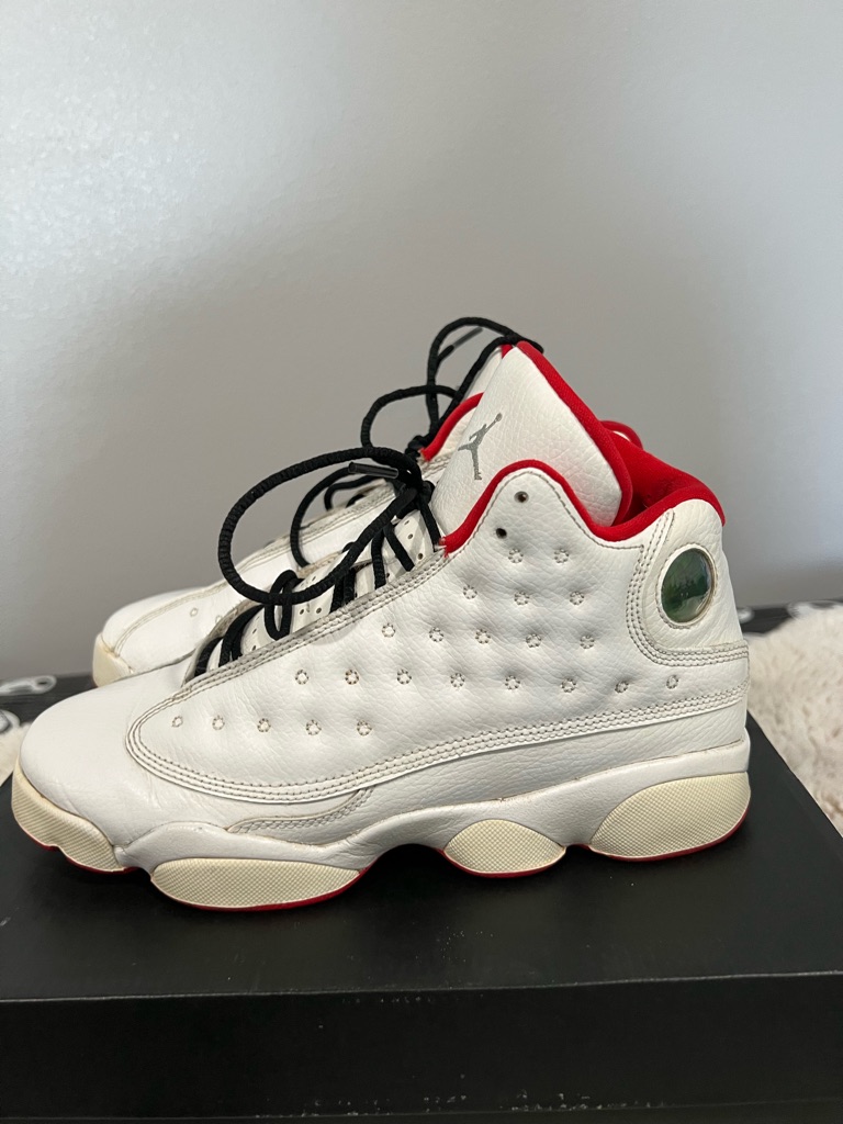 Nike Air Jordan 13 Retro - Kids White And Red Retro Hoop Sneakers